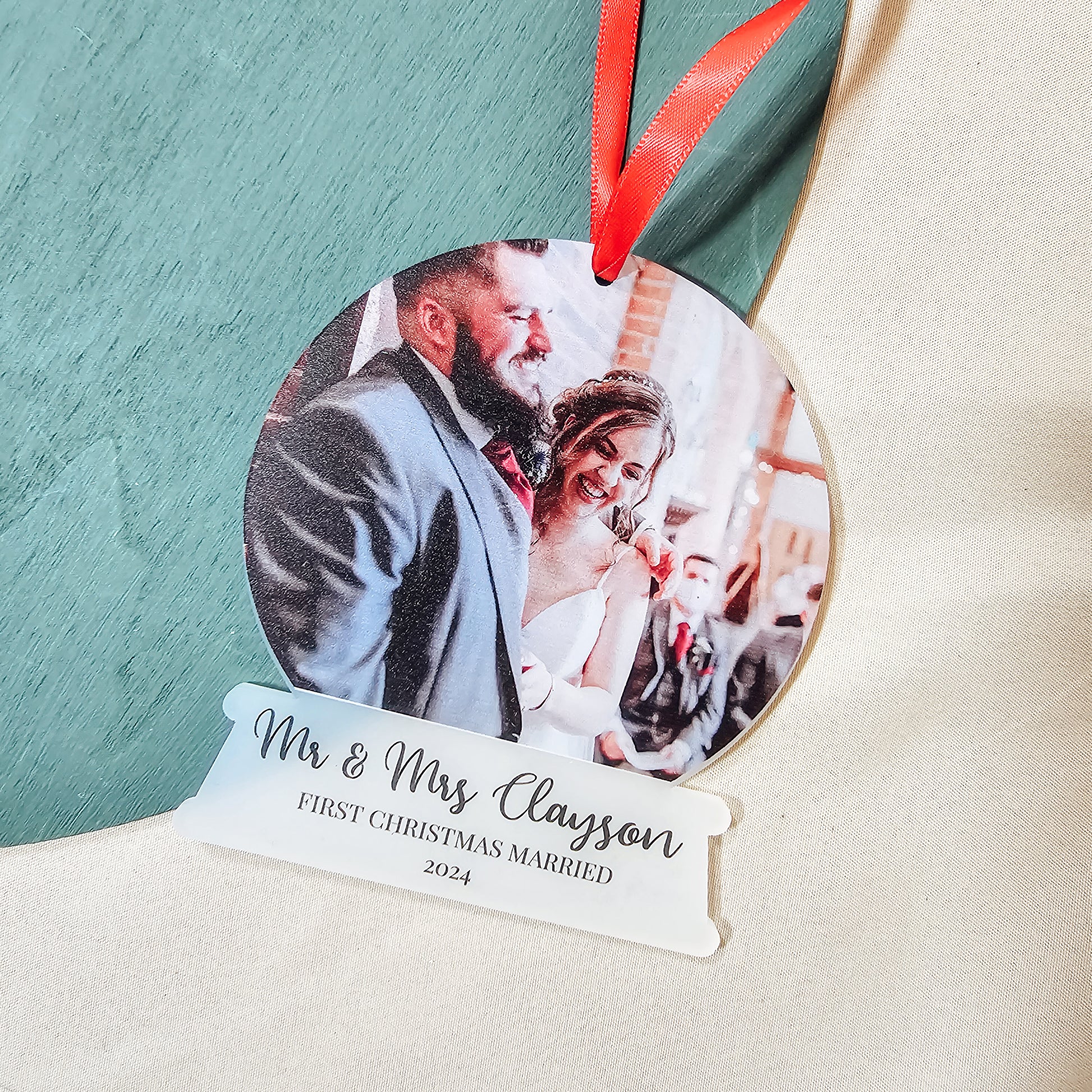 Personalised First Christmas Married Ornament Custom Snowglobe